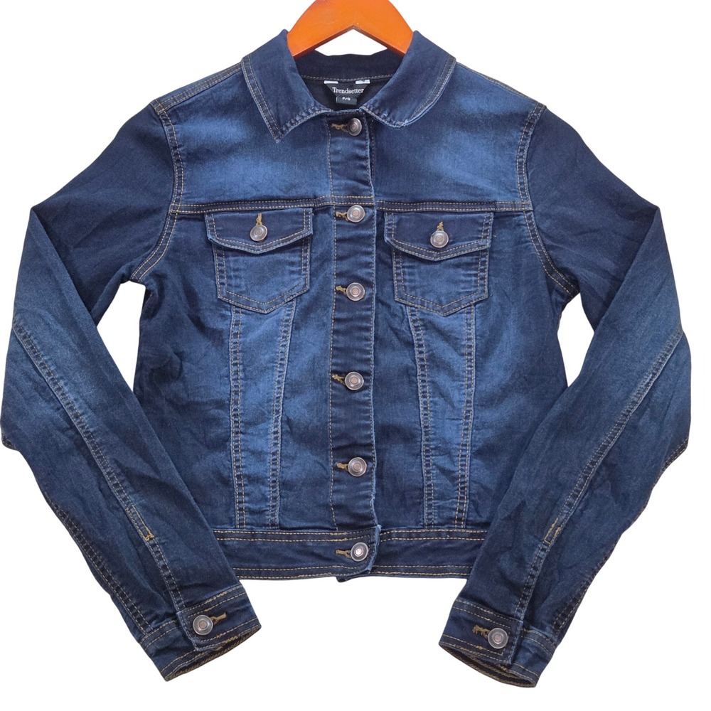 Trendsetter Womens Denim Jacket Size PS Petite Small Blue‎ Jean Jacket